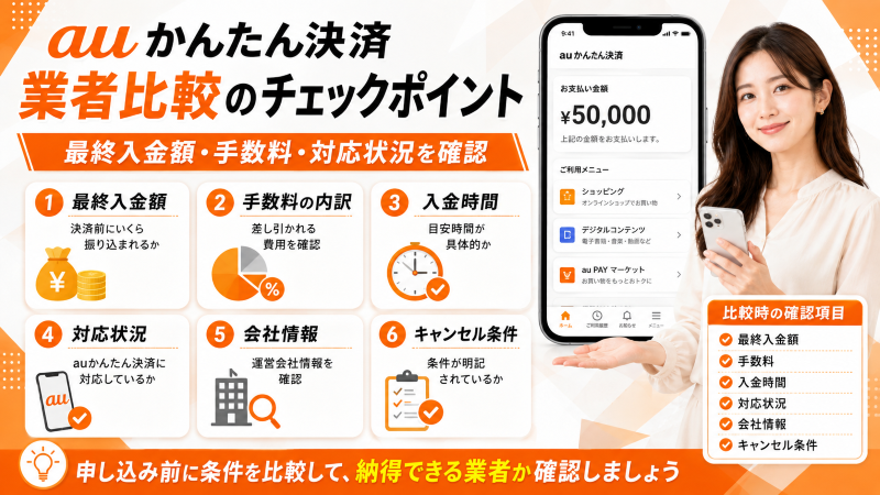 auかんたん決済現金化業者を比較するポイント