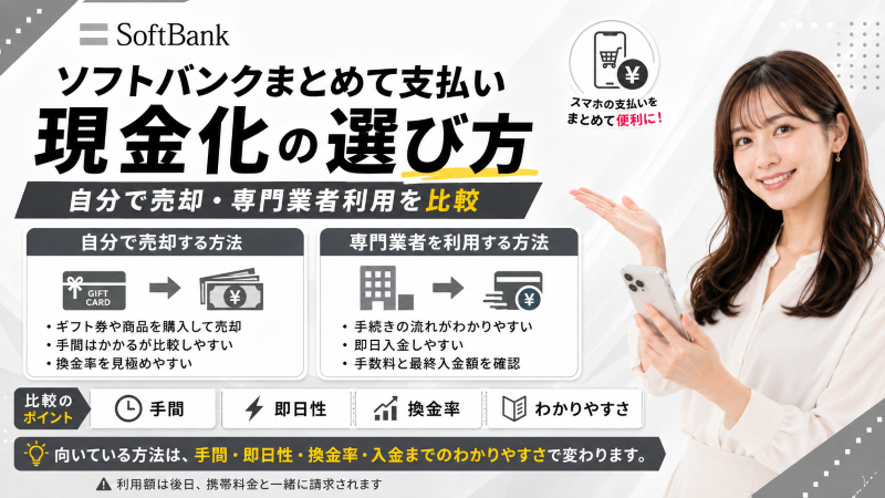 ソフトバンクまとめて支払い現金化の業者比較