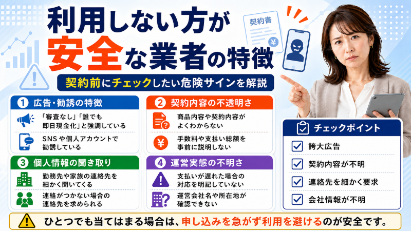 後払い現金化で悪質な業者に多い特徴