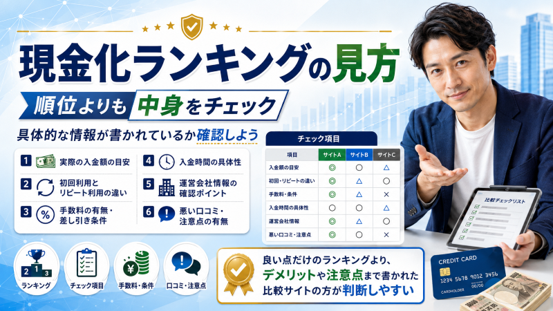 クレジットカード現金化優良店ランキングの見方