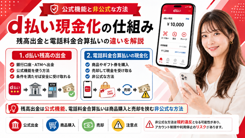 d払い現金化は2種類に分かれる