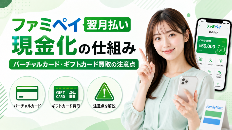 ファミペイ翌月払い現金化の仕組み|バーチャルカード・ギフトカード買取の注意点