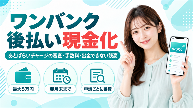ワンバンク（旧B/43）後払い現金化の前に！あとばらいチャージの審査・手数料・出金できない残高を解説