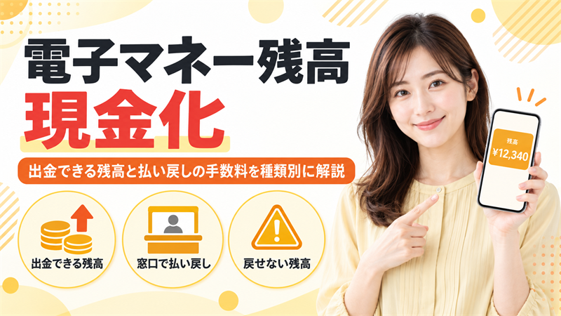 電子マネー残高は現金化できる？出金できる残高と払い戻しの手数料を種類別に解説