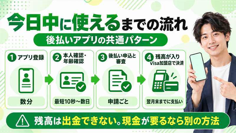 後払いアプリで今日中に使えるまでの流れ