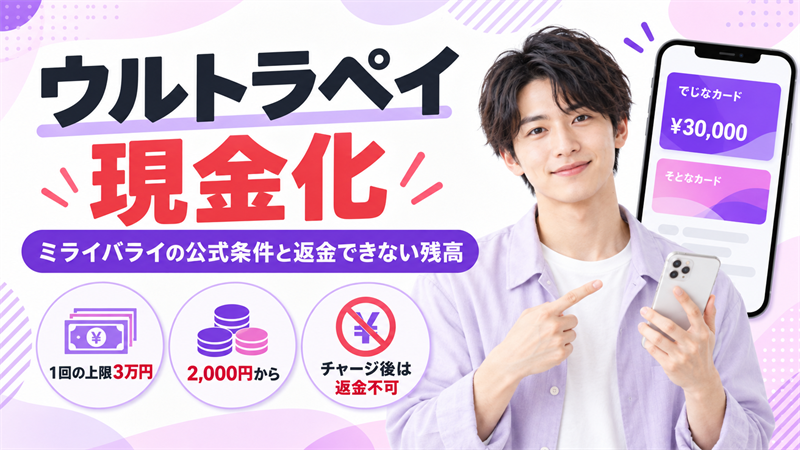 ウルトラペイ現金化はミライバライが前提！公式スペックの上限3万円と返金不可の注意点を解説